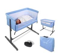 Mobiclinic®, Culla Neonato, Culla Co-Sleeping, 2 in 1, Moon, Cinghie di fissaggio al letto, Regolabile 5 altezze, Borsa trasporto, Ruote, Rete traspirante, Angolo, Base imbottita