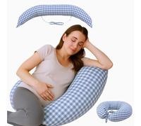 Mobiclinic®, Cuscino Allattamento e Gravidanza, 3 in 1, Fodera in 100% Cotone, 180 Cm, Spalline Regolabili, Multifunzione, Aura, Rimovibile e Lavabile, Multiposizione, Stampa Vichy