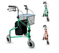 Mobiclinic®, Deambulatore per anziani, Cestino e 3 ruote, Con coperchio, Freni sulle maniglie, Altezza regolabile, Marchio spagnolo, Struttura leggera maneggevole, Piccole, Verde