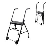 Mobiclinic®, Deambulatore per Anziani, Pieghevole, Regolabile, Manici Ergonomici, Estremità Antiscivolo, con Sedile e 2 Ruote, Leggero, Resistente, Acciaio, Emérita, Nero