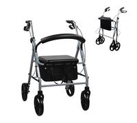 Mobiclinic®, Deambulatore per anziani, Ruote grandi la strada, Pieghevole, Con cestino in tessuto e sedile, Fabbricato alluminio, Resistente, Marchio europeo, Modello sofía, Colore grigio