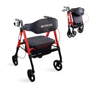 Mobiclinic®, Deambulatore Pieghevole, Fino a 204 Kg, Manubrio e Sedile Regolabili, Ruote a 360°, Schienale, Cestino XL, Alluminio Rinforzato, Madeira