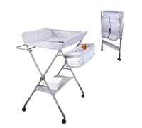 Mobiclinic®, Fasciatoio pieghevole per Neonati, Altezza Regolabile, Fino a 15 kg, 0-36 Mesi, Organizer per Pannolini, Ruote a 360° Freno, Imbracatura e Protezione di Sicurezza, Lavabile, Zoey