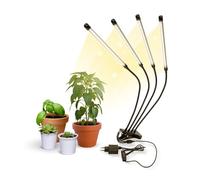 Mobiclinic®, Lampada per piante, Growflex, 3 modalità, 6000k, 10 livelli di luminosità, Spettro completo, Timer, Rotazione a 360°, 40w, Flessibile, Da interno, Growlight, Usb (4 teste)
