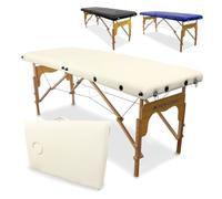 Mobiclinic®, Lettino per Fsioterapia, Massaggi, Estetica, CM-01 Basic, Marchio Europeo, Portatile, Pieghevole, Marcatura ce, Professionisti, Legno, 180x60 cm, Color crema