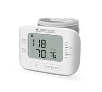 Mobiclinic®, Misuratore Pressione da Polso, Memoria per 99 Misurazioni, Display LCD, Calcolo della Media, Rilevamento del Battito Cardiaco Irregolare, Preciso, Compatto e Portatile, Vitalpress