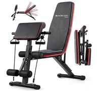 Mobiclinic®, Panca Palestra, Nastro di Resistenza, Pieghevole, Con Ruote, Multifunzione, Stampa di Banca, Regolabile, Declinabile e Inclinabile, Fino a 120kg, Planefit, Palestra Domestica