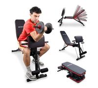 Mobiclinic®, Panca Palestra, Nastro di Resistenza, Pieghevole, Con Ruote, Multifunzione, Stampa di Banca, Regolabile, Declinabile e Inclinabile, Fino a 120kg, Planefit, Palestra Domestica