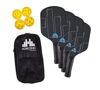 Mobiclinic®, Pickleball Set, 4 Racchette in Fibra di Vetro, 4 Palline per Interni ed Esterni, Borsa per il Trasporto, Impugnatura Ergonomica, Anima in Polipropilene a Nido D'ape, Mobiall, Grip