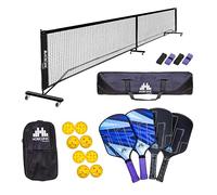 Mobiclinic®, Pickleball Set, 4 Racchette in Fibra di Vetro, 8 Palline per Interni ed Esterni, Rete con Ruote, Borsa per il Trasporto, Anima in Polipropilene a Nido D'ape, Mobiall, Grip Antiscivolo