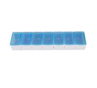 Mobiclinic, Portapillole settimanale, Marchio europeo, 1 dosaggio quotidiano, Marcatura ce, Scomparti estraibili, Plastica, Colore bianco e blu