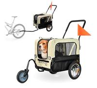 Mobiclinic®, Rimorchio Bici per Cane + Carrello di Trasporto, 2 in 1, Fino a 40 kg, Copertura Impermeabile, 123x67x100 cm, Bandiera e Catarifrangenti, Oxford 600D, per Cani Piccoli e Medi