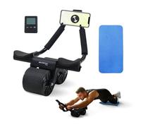 Mobiclinic®, Ruota addominale con rimbalzo automatico, Ab roller, Supporto per i gomiti, Timer digitale, Tappetino antiscivolo, Doppia, Portacellulare, Ra-02, Palestra domestica, Fitness