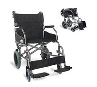 Mobiclinic, Sedia a rotelle, Museo, Di transito, Pieghevole, Alluminio, Freno sulle maniglie, Ortopedica, Poggiapiedi, Braccioli, Per anziani e disabili, Marcatura ce, Ultraleggera, Nero