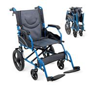 Mobiclinic®, Sedia a Rotelle Pieghevole Leggera, da Transito, Seduta 46 cm | Schienale Pieghevole, Poggiapiedi Pieghevoli, Doppio Sistema Frenante, Acciaio Rinforzato, Fino a 100 kg, Compatta, Faraón