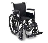 Mobiclinic, Sedia a rotelle pieghevole, S220, Marchio europeo, Resistente, Seduta 43cm, Poggiapiedi e braccioli pieghevoli, Leva del freno, Ruote sgancio rapido premendo un pulsante, Nero