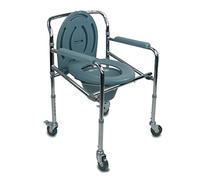 Mobiclinic, Sedia con wc, Muelle, Marchio europeo, Disabili, Anziani, Pieghevole, Braccioli, Seduta ergonomica, Piedini antiscivolo, Colore grigio scuro
