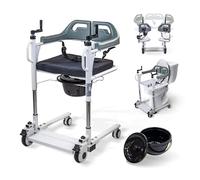 Mobiclinic®, Sedia di Trasferimento, Pappagallo Estraibile, Regolabile in Altezza, Doppio Sistema di Sicurezza, Apertura Laterale, Cuscino, Ruote con Freni, per Letto, Poltrona e WC, Acciaio, Willy