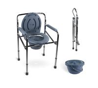 Mobiclinic®, Sedia WC Comoda, Altezza Regolabile, Puente, Comoda Disabili, Portatile, Braccioli Imbottiti, Punte Antiscivolo, Máx. 100 Kg, Acciaio, Grigio