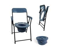 Mobiclinic, Sedia wc pieghevole, Timón, Marchio europeo, Per disabili, Con water, Comoda anziani, Piedini antiscivolo, Acciaio, Colore blu e nero