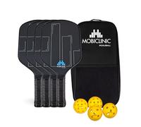 Mobiclinic®, Pickleball Set, 4 Racchette in Fibra di Vetro, 4 Palline per Interni ed Esterni, Borsa per il Trasporto, Impugnatura Ergonomica, Anima in Polipropilene a Nido D'ape, Mobiall, Grip