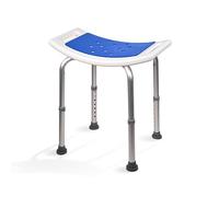 Mobiclinic®, Sgabello da Bagno, Altezza regolabile 42-57,5 cm, Seduta antiscivolo in EVA PAD, Leggero, Fori di Drenaggio, Puntali Antiscivolo, Design ergonomico curvo, Alluminio, Santana