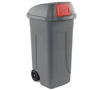 Bidone mobile Push - con coperchio - 49x54x95 cm - 100 Lt - Grigio/Rosso