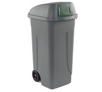 Mobil Plastic - 100P-GRC-VES - Bidone mobile Push - con coperchio - 49x54x95 cm - 100 L - grigio-verde - Mobil Plastic - 86734 - Conf. da 1 Pz. - 100P-GRC-VES