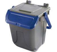 Mobil Plastic - 11-25GRB-BLB - Contenitore portarifiuti Ecology - con sportello e maniglione - 25 L - grigio-blu - Mobil Plastic - 97435 - Conf. da 1 Pz. - 11-25GRB-BLB