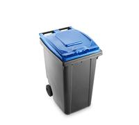 Mobil Plastic Bidone carrellato per la raccolta differenziata rifiuti 360 Lt per uso esterno - Fondo grigio e coperchio blu (Uni EN 840)