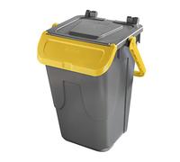 Mobil Plastic Bidone per raccolta differenziata grigio con sportello basculante giallo - modello Ecology - 35 litri