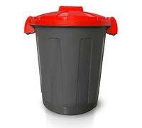 Mobil Plastic Bidone porta rifiuti 25 LT - Modello Dusty - Fondo grigio e coperchio rosso