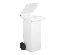 Mobil Plastic Bidone carrellato a due ruote per raccolta differenziata realizzato in PEHD (Polietilene ad alta densità) - Capacità 120 litri - Bianco - bianco plastica 1/120/5-BIL