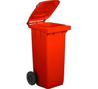 Bidone rosso con ruote per rifiuti 120 LT pattumiera raccolta differenziata