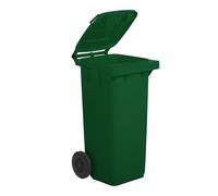 Mobil Plastic - Bidone Raccolta Differenziata 120 Litri con Coperchio e Ruote per Esterni | Colore Verde Scuro | Plastica Resistente | Certificato UNI EN 840