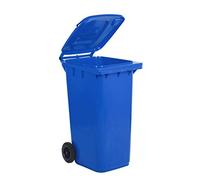 Mobil Plastic - Bidone Raccolta Differenziata 240 Litri con Coperchio e Ruote per Esterni | Colore Blu | Plastica Resistente | Certificato UNI EN 840