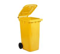 Mobil Plastic - Bidone Raccolta Differenziata 240 Litri con Coperchio e Ruote per Esterni | Colore Giallo | Plastica Resistente | Certificato UNI EN 840