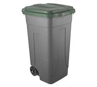 Mobil Plastic - Bidone Raccolta Differenziata 80L | Contenitore Rifiuti con Coperchio Verde | Pattumiere Ecologiche per Casa e Ufficio - Corpo Grigio Resistente