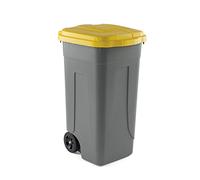 Mobil Plastic Bidone Raccolta differenziata Lt. 100 con ruote - Fondo grigio e Coperchio Giallo