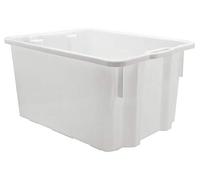 Mobil Plastic Cassa in plastica per alimenti 50L, impilabile e sovrapponibile, con manici resistenti - colore Bianco - contenitore per uso alimentare