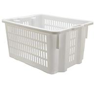 Mobil Plastic cesta per pane - cassa traforata in plastica per alimenti sovrapponibile e impilabile 50 litri con manici - colore bianco neutro