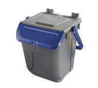 Mobil Plastic - Contenitore raccolta differenziata 25L grigio e blu con sportello basculante - Modello Ecology - Bidone per rifiuti e riciclo domestico