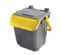 Mobil Plastic - Contenitore raccolta differenziata 25L grigio e giallo con sportello basculante - Modello Ecology - Bidone per rifiuti e riciclo domestico