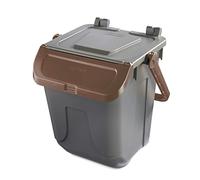 Mobil Plastic - Contenitore raccolta differenziata 25L grigio e marrone con sportello basculante - Modello Ecology - Bidone per rifiuti e riciclo domestico