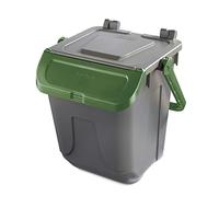 MobilPlastic - 11-25GRB-VES - Contenitore portarifiuti Ecology - con sportello e maniglione - 25 L - grigio-verde - Mobil Plastic - 97438 - Conf. da 1 Pz. - 11-25GRB-VES