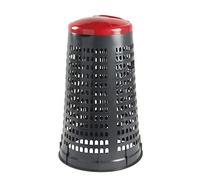 Mobil Plastic - Portasacco Trespolo 110 Litri per Raccolta Differenziata - Bidone Rifiuti con Coperchio - Plastica Resistente - Grigio con coperchio Rosso