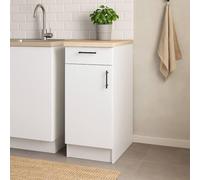Mobile 1 anta con cassetto Casnigo, Mobile contenitore misto, Base cucina con anta e cassetto, Modulo multiuso, 40x60 h90 cm, Bianco e Rovere