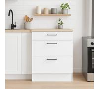 Mobile 3 cassetti Cuggiono, Cassettiera da cucina, Modulo contenitore con cassetti, Base con cassetti estraibili, 60x60 h90 cm, Bianco e Rovere