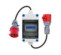 Mobile 3 Phase Electric Meter with 32A, 400V Digital Display, 5G CEE Plug, 0.5m Cable & Socket Adapter - Fast Response Time
