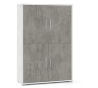 MOBILE 4 ANTE OSSIDO BIANCO E CEMENTO, 108X41X161 CM